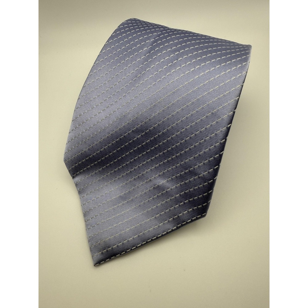 Kenneth Cole Tie Mens Silk Striped Blue Silver Diagonal Handmade Classic Neckwea